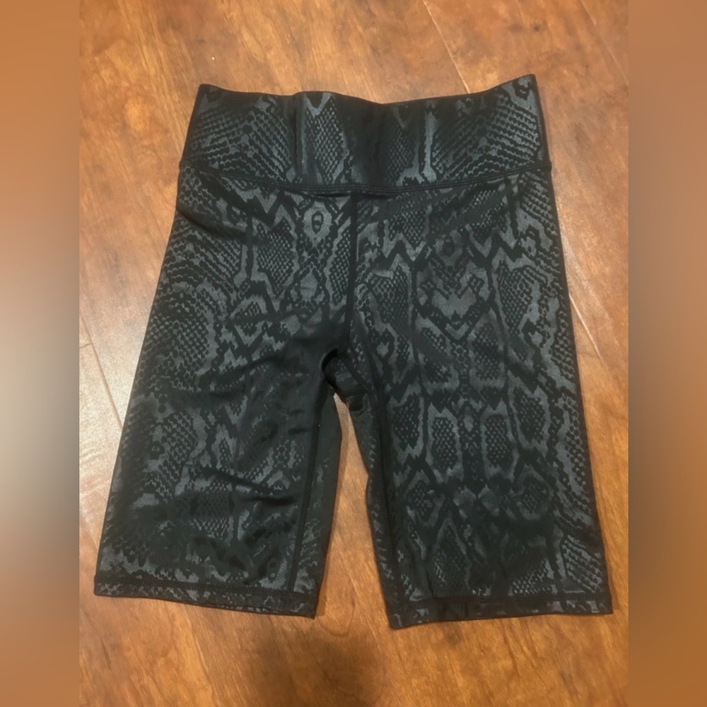 Terez Black Snake Print Biker Shorts Size XS